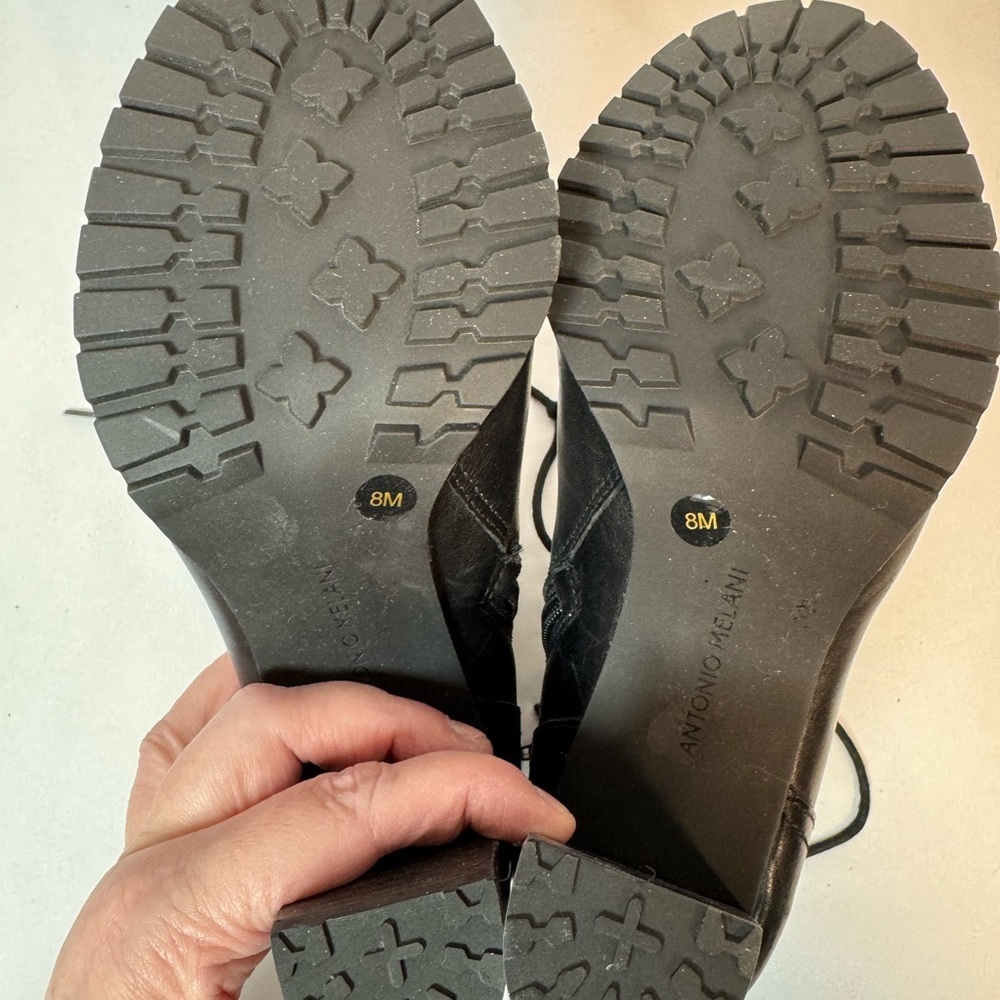 Antonio Melani Black Leather Boots 8M - Picture 8 of 8